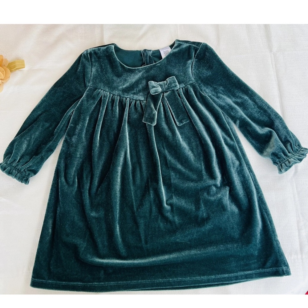 Elegant Just One You by Carter’s Green Velvet Baby Dress 18M Bow Long Sleeve